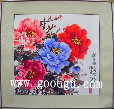 牡丹富貴蘇繡，蘇州刺繡牡丹畫(huà)，鎮(zhèn)湖蘇繡廠