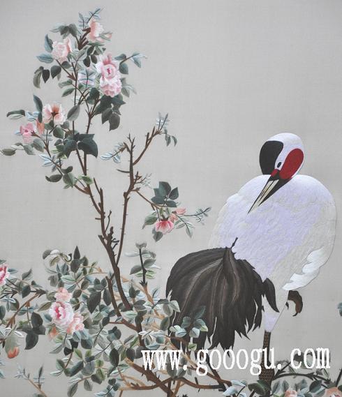 郎世寧《花蔭雙鶴圖》,蘇繡,蘇州刺繡,手工刺繡,高檔刺繡畫(huà)
