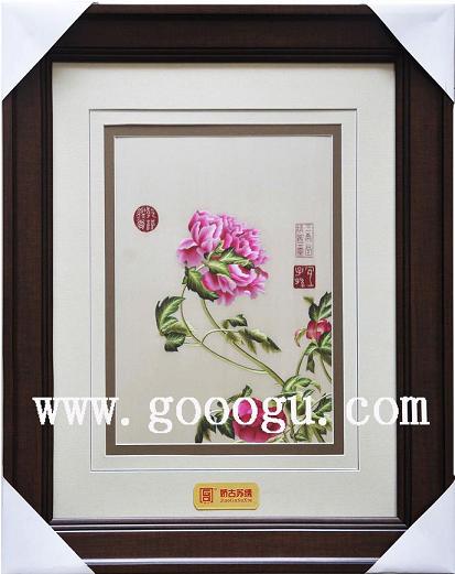 蘇繡精品,郎士寧仙萼長(zhǎng)春圖牡丹畫,刺繡名畫