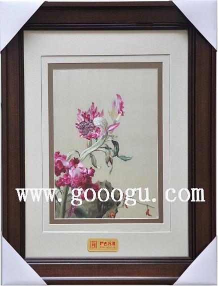 蘇繡精品,郎士寧仙萼長(zhǎng)春圖,雞冠花